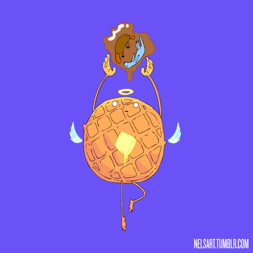 nelsart:  Niceak requested: “draw an angelic waffle with a platypus and an otter
