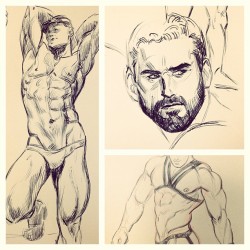 jasonshorrillustration:  Manly doodles. This is what happens when I have Madonna blasting in my ears.