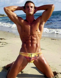 itsswimfever:  Speedo, smooth, tanned, muscled, beach - perfect!!