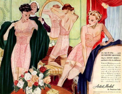 amarriedsissy:  vintage-seductions:   	American Lady by Rob 1936    Vintage foundation garments…all in pink.  A treasure trove of sissy delights. http://amarriedsissy.blogspot.com/   delicious