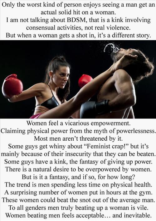 Will men work and fight as hard as women do?  I think men will continue to watch as their physical s