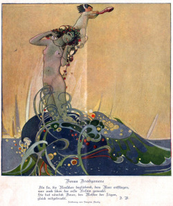 thefugitivesaint:Sergius Hruby (1869-1943) cover, ‘Venus Anadyomene’, “Die Muskete”, August 16, 1928Source