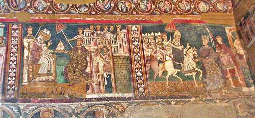 medievalart:13th century frescoes of Santi Quattro Coronati, Rome. The Frescoes are “marketing” a so