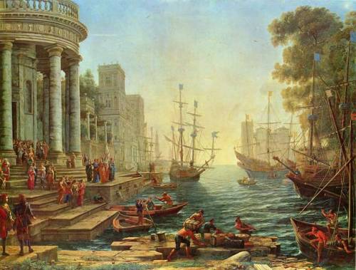 artist-lorrain: Seaport with the Embarkation of St. Ursula via Claude LorrainSize: 113x149 cmMedium: