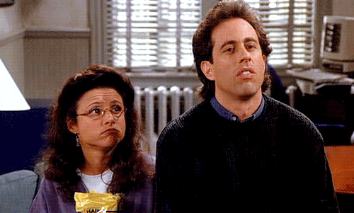 Jerry and Elaine shrug.