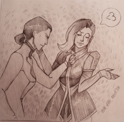 drunk-asami:  quick sketch for my girlfriendand againthose twosorry for ship-spam :D