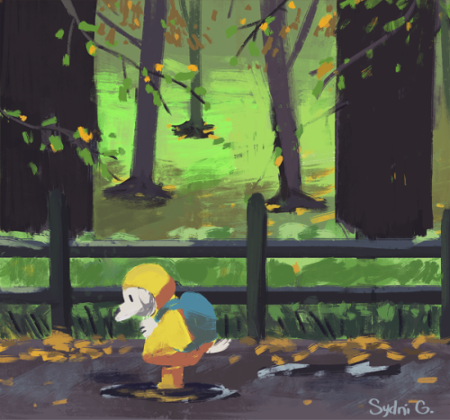 Since it’s such a rainy, gloomy day here I tried to capture that mood in a color study. Don’t think 