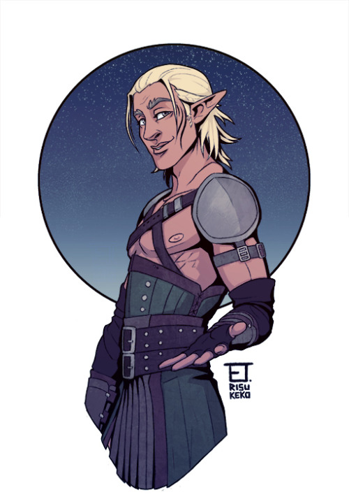 risukeko:  Elf again. You know that concept art of zevran where he has that weird corset thingy? That inspired me here (and his usual clothing) 8D. 