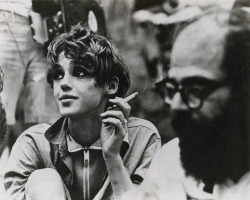 theaterforthepoor:  Edie Sedgwick with Allen Ginsberg in “Ciao! Manhattan” directed by John Palmer and David Weisman / Photo by Bob Adelman / 1972