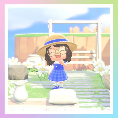 A cute gingham off the shoulder dress perfect for spring . In two colour ways ❤️ . #animalcrossing #