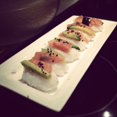 Porn Pics #sushi #nigiri #salmon #food  #delicious
