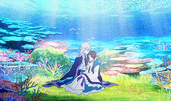 flameshe:  What I was feeling in the shining sea was the story that melted into the sea. The story of the Sea God. The Sea God came to love Ojoshi-sama, even though she was a sacrifice, and things became painful. The fact that before Ojoshi-sama became
