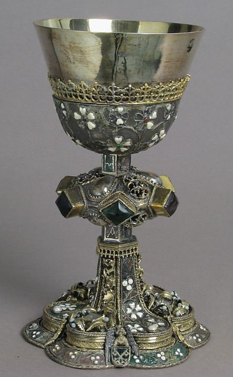 treasures-and-beauty:Chalice, 15th century, Central European Silver, gilded silver,glass,semi-precio