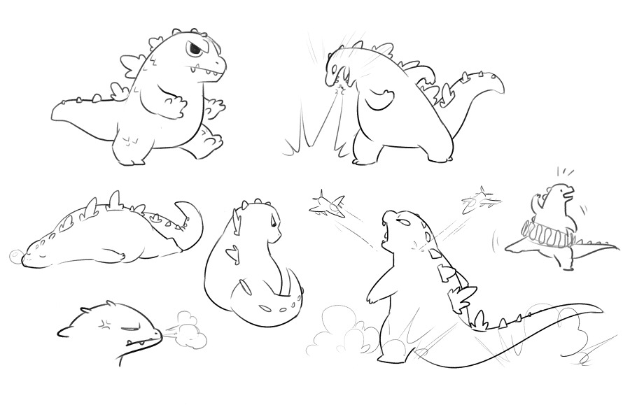 itscarororo:  &lsquo;zilla doodles 