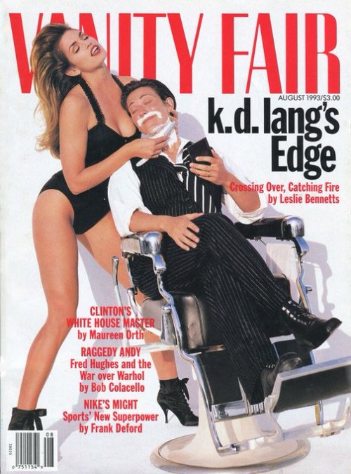 sapphetti:The Cover of Vanity Fair (August, 1993) featuring k.d. lang and Cindy Crawford