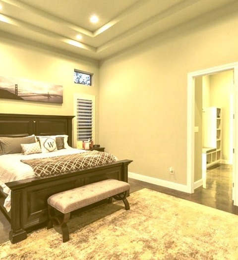 Master - Transitional BedroomLarge Transitional Master Concrete Floor And Brown Floor Bedroom Photo With