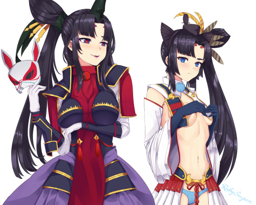 A finished commission of Taira and Ushiwakamaru from FGO!