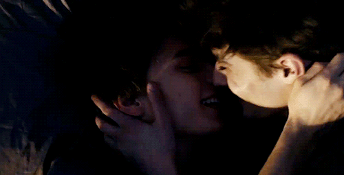Eliott + Holding Lucas Face While Kissing Him