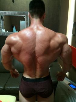 musclepuptank:  Wide back and small waist. Perfect for gripping while pounding his muscle cunt