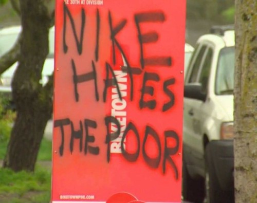 Nike’s Biketown vandalized in Portland.April 2017