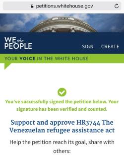 Lo acaban de aprobar aquí, firma esto para que el Congreso de Los Estados Unidos 🇺🇸 nos apruebe a los Venezolanos 🇻🇪 la Residencia permanente, se necesitan 100.000 firmas para que tengamos los mismos derechos de los Cubanos. No importa el