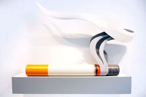 oculablog:  TOM WESSELMANN - Smoking Cigarette #1, 1980, Oil on wood and masonite, formica base, 127 x 186.7 x 25.4 cm, 50 x 73 ½ x 10 inches, Signed, titled, dated and inscribed on the reverse of the “smoke” element: “Smoking Cigarette #1,