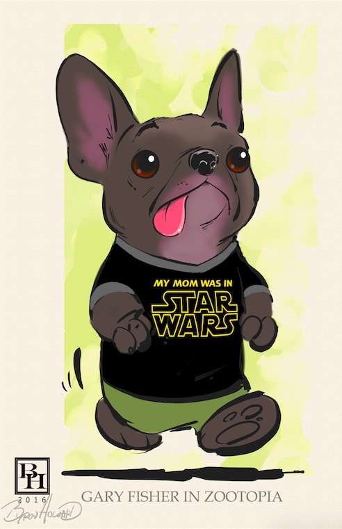 disney:  In Zootopia, you can be anydoggy. Director Byron Howard doodles Carrie Fisher’s