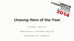 Nominated for Unsung Hero of Commercial Radio 2014
I was honoured to be nominated in the Aqriva Commercial Radio Awards 2014 in a new award acknowledging “the myriad skills and experience that go into running a successful station and the importance...