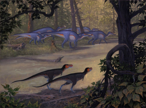 Nanotyrannus and Anatotitan by Doug Henderson
