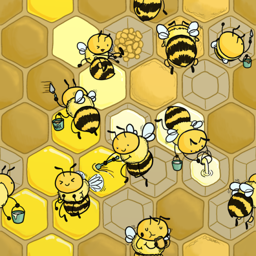 ketrinadrawsalot: Busy bees in a honey super