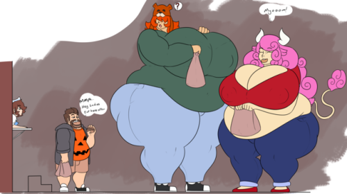 carmessi: owlizard:  Slammin’ Burgah’ Issue #2 Pumpkin Pickup Looks like ol vagrid is picking up on my customers featuring Grizzly @carmessi and Lilymoo @Kasu  snacktime  im worried a cow woman is eating burgers > .>