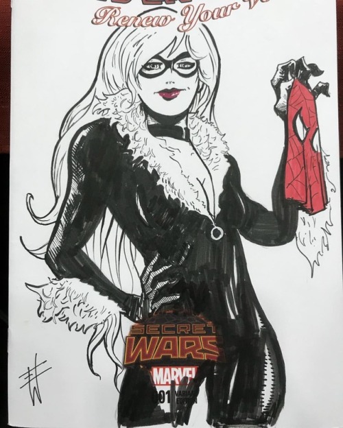 Black Cat sketch cover from Michigan Comic Con. . .#michigancomiccon #blackcat #spiderman #marvel #c