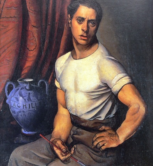 freystupid:  Self-portrait with blue jug,  1920Achille Funi
