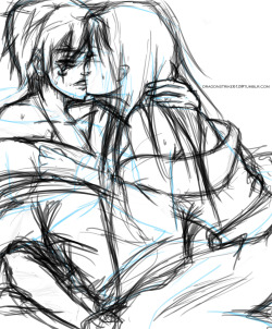 dragonstrike612:  A hot, steamy Jerza Commission  ^_^  The original sketch to the finished piece.