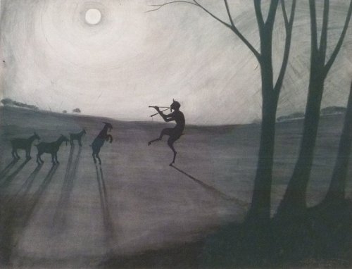 Faun by moonlight (1900) by Léon Spilliaert (Belgian, 1881-1946) Symbolism. Roman mythology.&