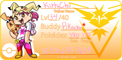 kittyichooseyou: This is a few days late, but here’s my Trainer Card and Friend Code for Pok&e
