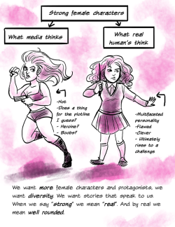swinku:  Finally did a proper comic about “strong female characters” Its good comics and cartoons are finally representing some diversity. But most cartoons are still with a male lead, and films mostly are the worst example of strong females etc.
