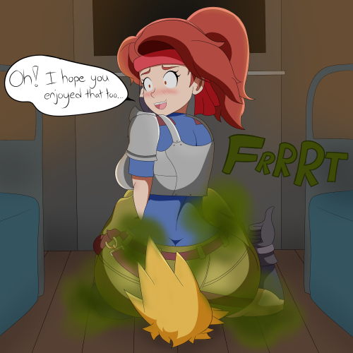 This is my half of an art-trade with my buddy @Gobrushrush, he wanted Jessie Rasberry farting on Clo