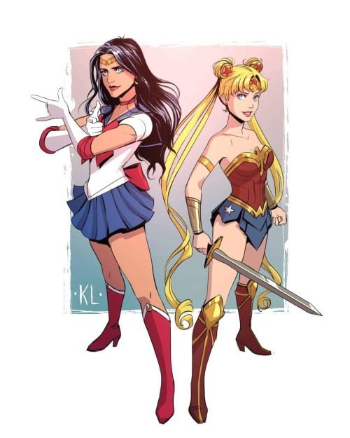 thefingerfuckingfemalefury:superheroes-or-whatever:Wonder Woman & Sailor Moon costume swap by Ka