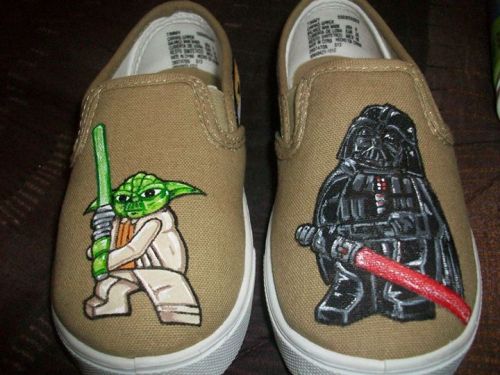 Hand painted ‘Lego Star Wars’ custom kids shoes Visit my Etsy at: www.etsy.com/shop/RichsCustomShoes