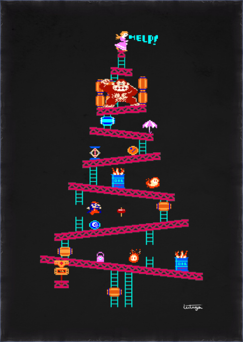 it8bit:    Donkey Kong Christmas Tree Art by Carlos Leituga || Twitter