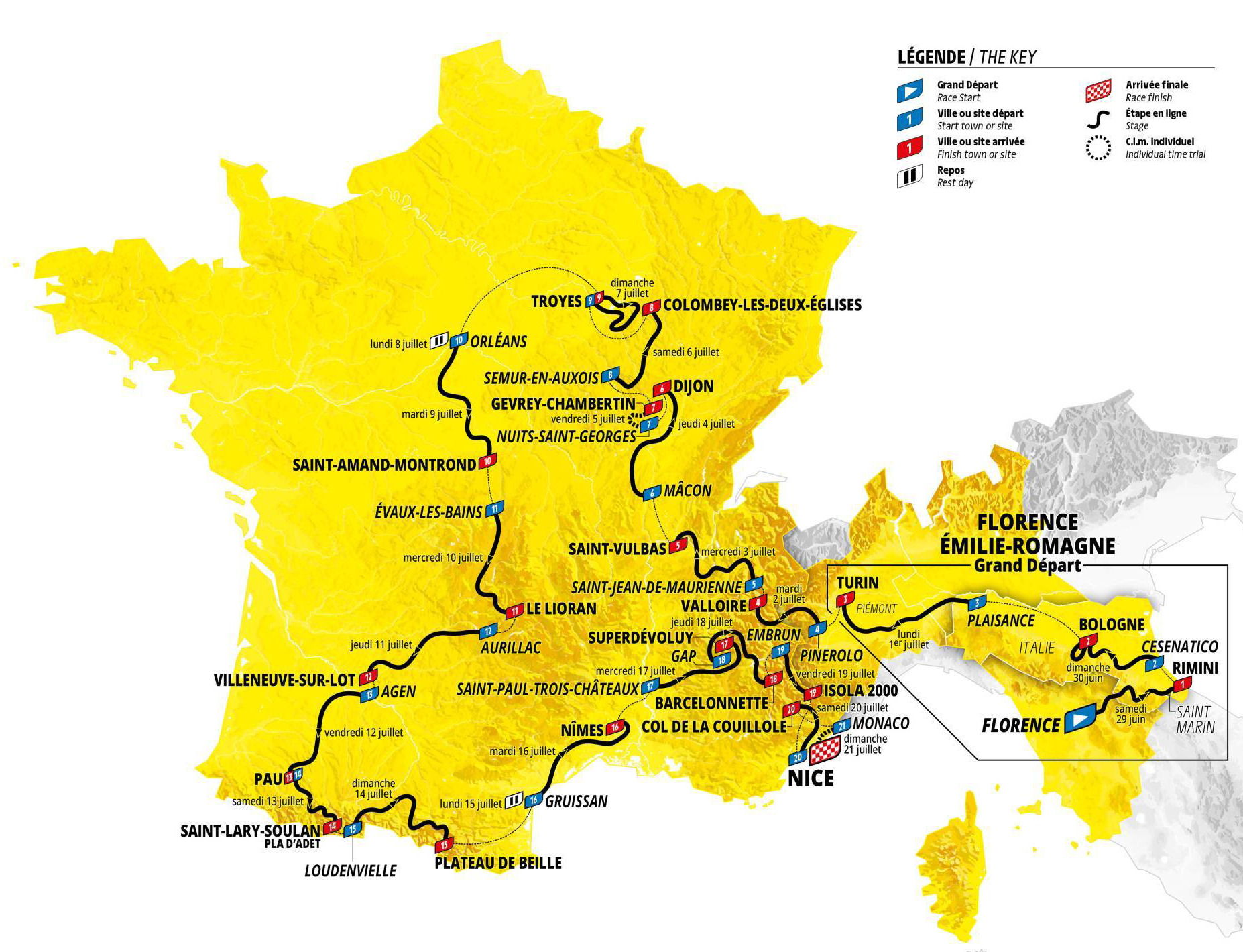 Tour de France 2024 route map