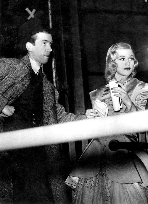 lars134:Jimmy Stewart and Ginger Rogers on the set of “Vivacious Lady” (1938)