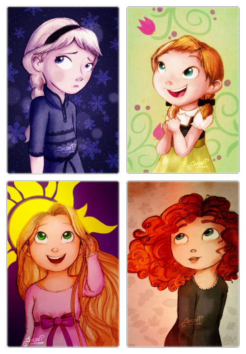 tangled-frozen-heart:

My contribution to this now rising fandom. XDI dunno why I decided to draw them as wee little tikes; I was in no mood to draw teenagers. :I
(x) #AWWWWWWWWWW#elsa#anna#rapunzel#merida#fanart