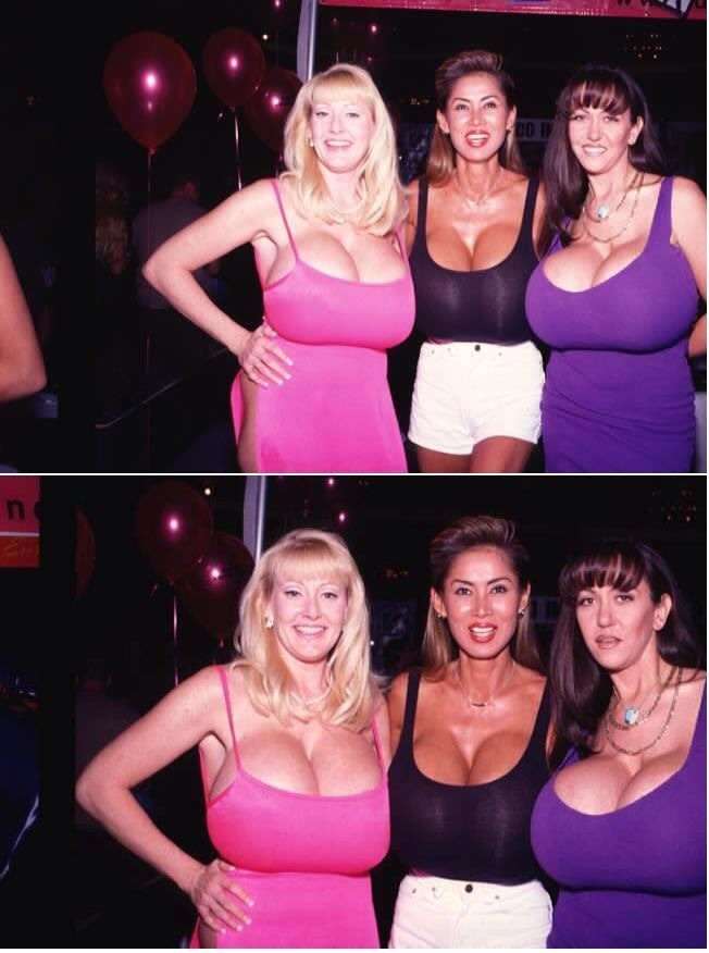 faketitsorbust:  Three implant addicted goddesses, with huge, overinflated silicone