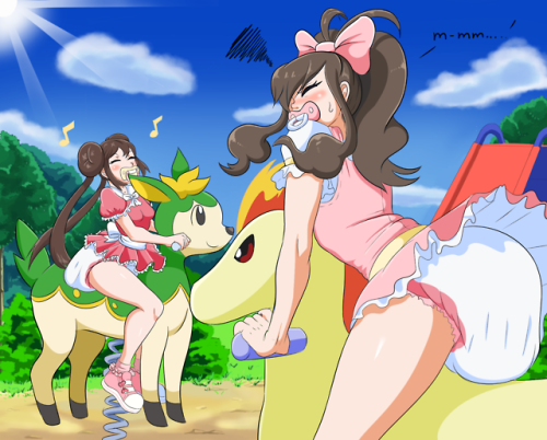 red-moda:Colored commission of Rosa and Hilda from Pokemon Black and White. Looks like their mom&rsq