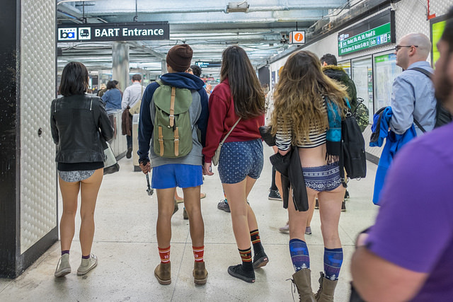 No pants subway ride girls naked