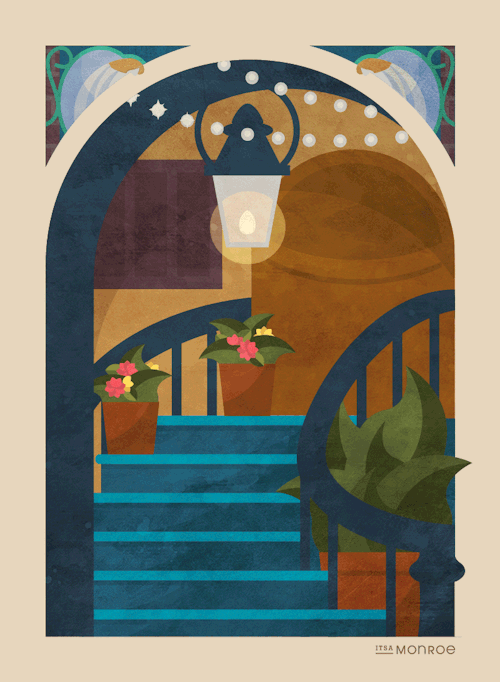 itsamonroe:« New Orleans Square »The Blue BayouPirates of the CaribbeanCourt of Angels Royal Street The Haunted Mansion – Interior The Haunted Mansion – Exterior   Complete Tagged Series // Society 6 // RedbubbleAnd with that, ladies and