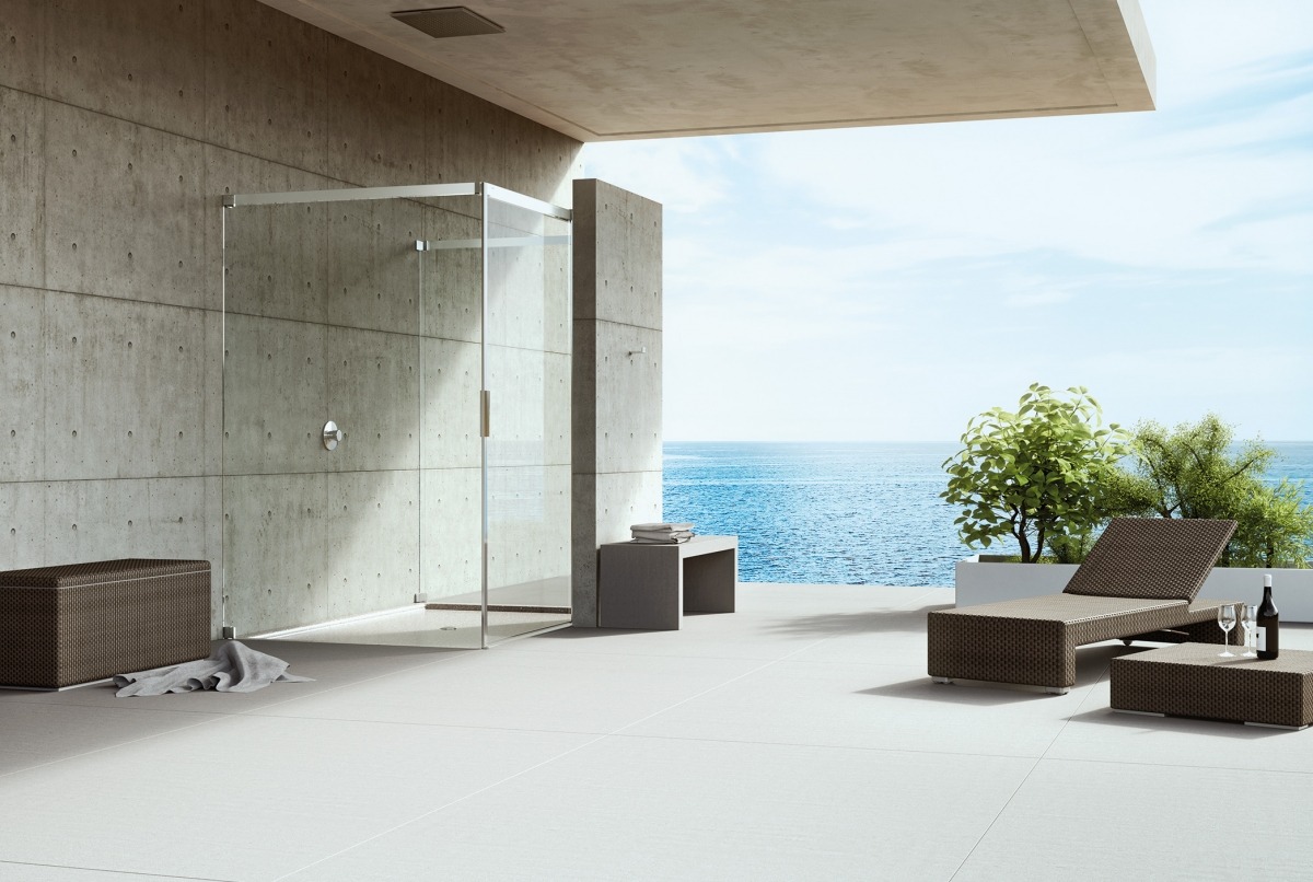 Interior bathroom settings for the Acqua 5000 series showers.