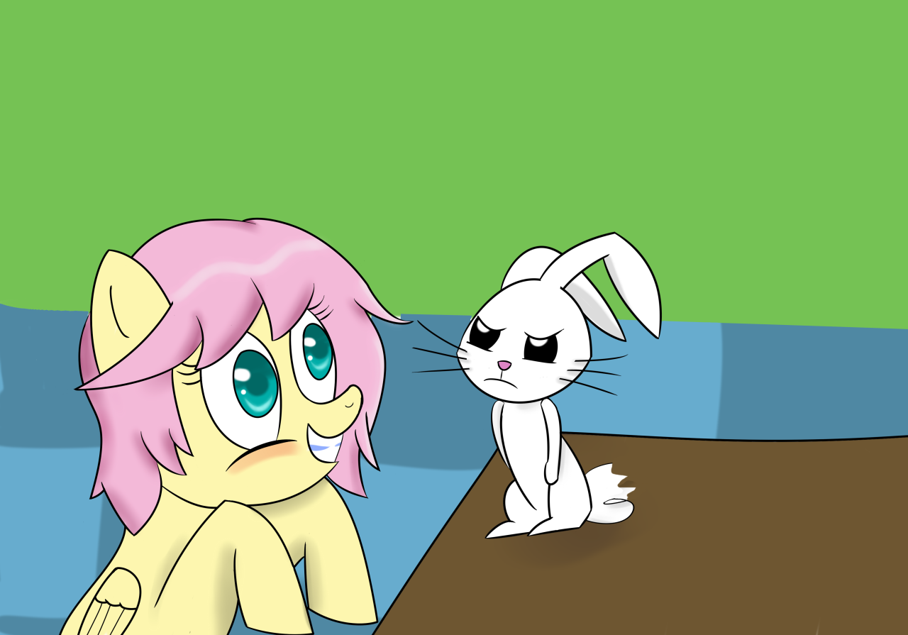 ask-confident-fluttershy:  Shy: Oh, Angel sweety, I swear it was an accident. I was